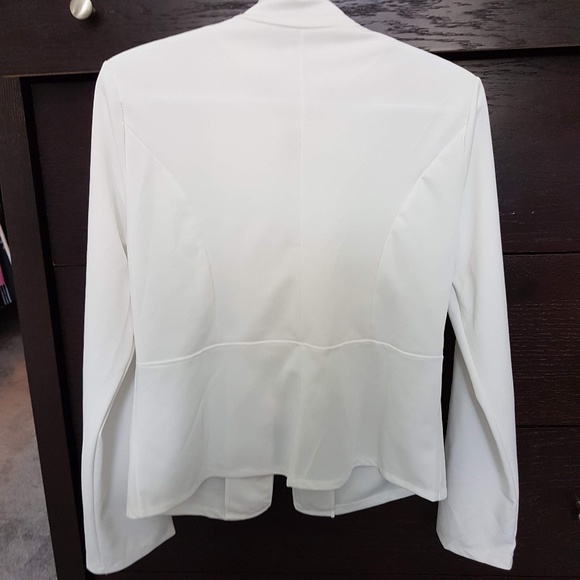 Sheer Off White Jacket Blazer Blouse Top Zipup Lar - Picture 5 of 5